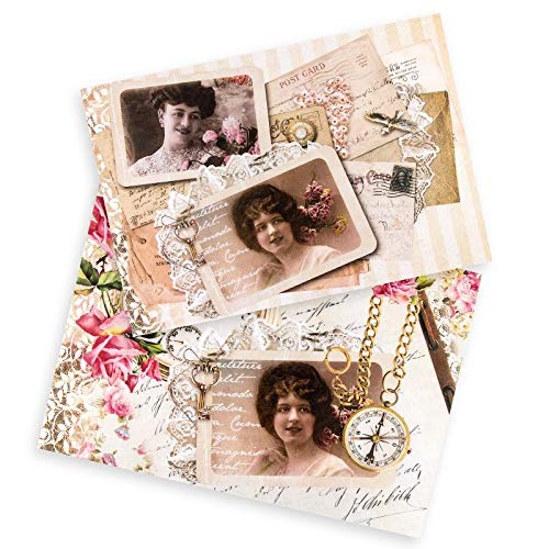 Ideen mit Herz 2 Sheets of Rice Paper | Elegant Decoupage Paper | DIN A4 | 2 Different Designs | Vintage, Christmas and Others (Vintage 08)