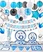Baby Shower Decorations For Boy - 248 PCS Party Supplies Including Plates,Cups,Tableware,Napkins,Tablecloth,Invitation Card,It's A Boy Elephant Banner, Paper Lanterns, Honeycomb Balls,Balloons,Tissue