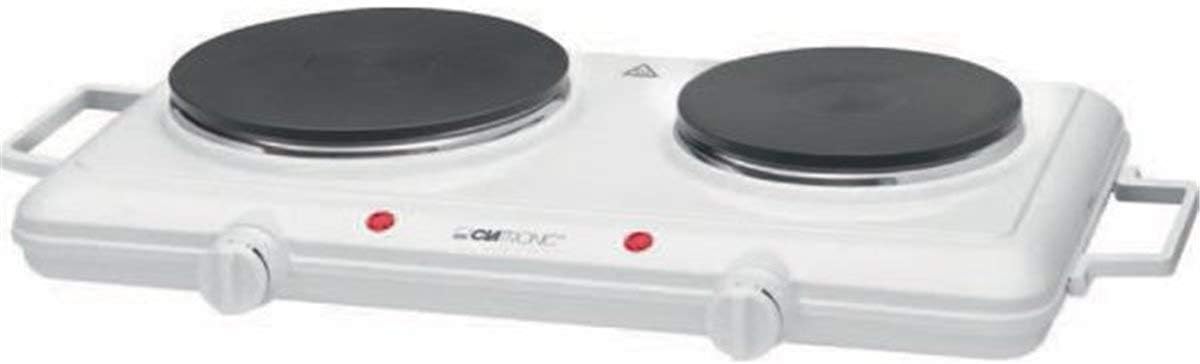 Clatronic Doppelkochplatte DKP 3583, 2 Kochplatten, stufenlos regelbare Thermostate, hohe Standfestigkeit, weiß