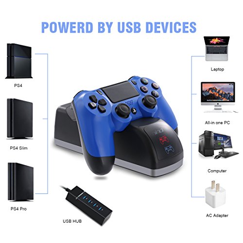 image for PS4 Controller Charger, JAMSWALL Dual Fast USB Charge Station Charging