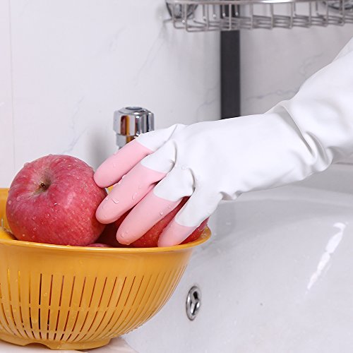 FaSoLa New Rubber Dishwashing Cleaning Multi-Purpose Long Gloves (Medium, Pink) - Thumbnail 3