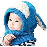 Scarf Woolen Earflap Hood Warm Skull Knit Caps,Crochet Earflap Pilot Hats Beanie Cap for Toddlers Baby Girls and Boys