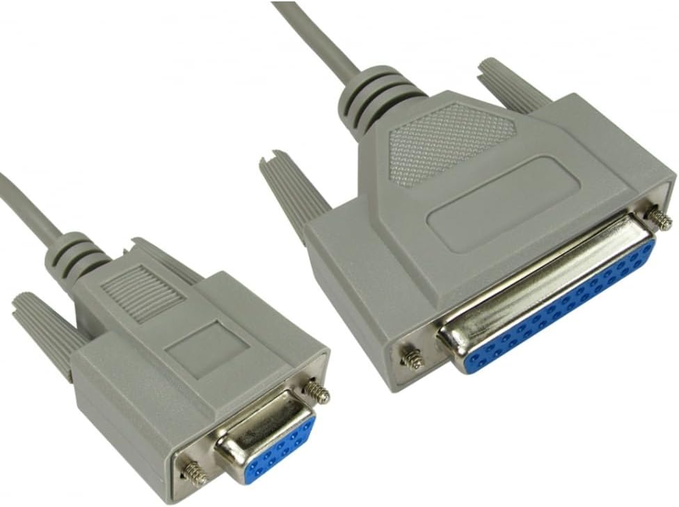 Heavy Duty D9 Female to D25 Female Null Modem Cable - 2 Meter