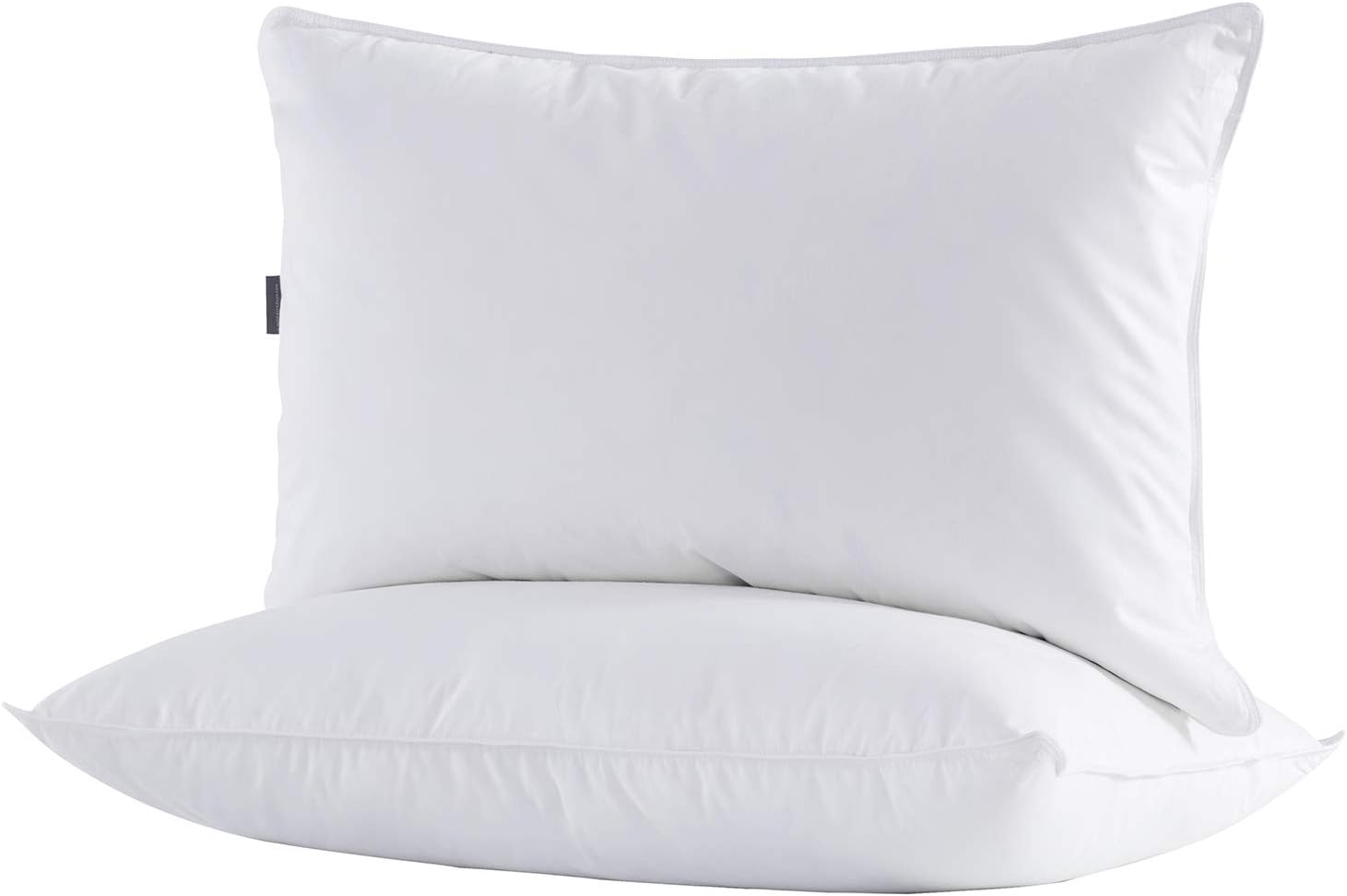 puredown® 2 Pack Standard Size 85% White Goose Feather and 15% Down Pillows,100% Anti Dust Cotton Cover, Washable Medium Firmness 48x74cm
