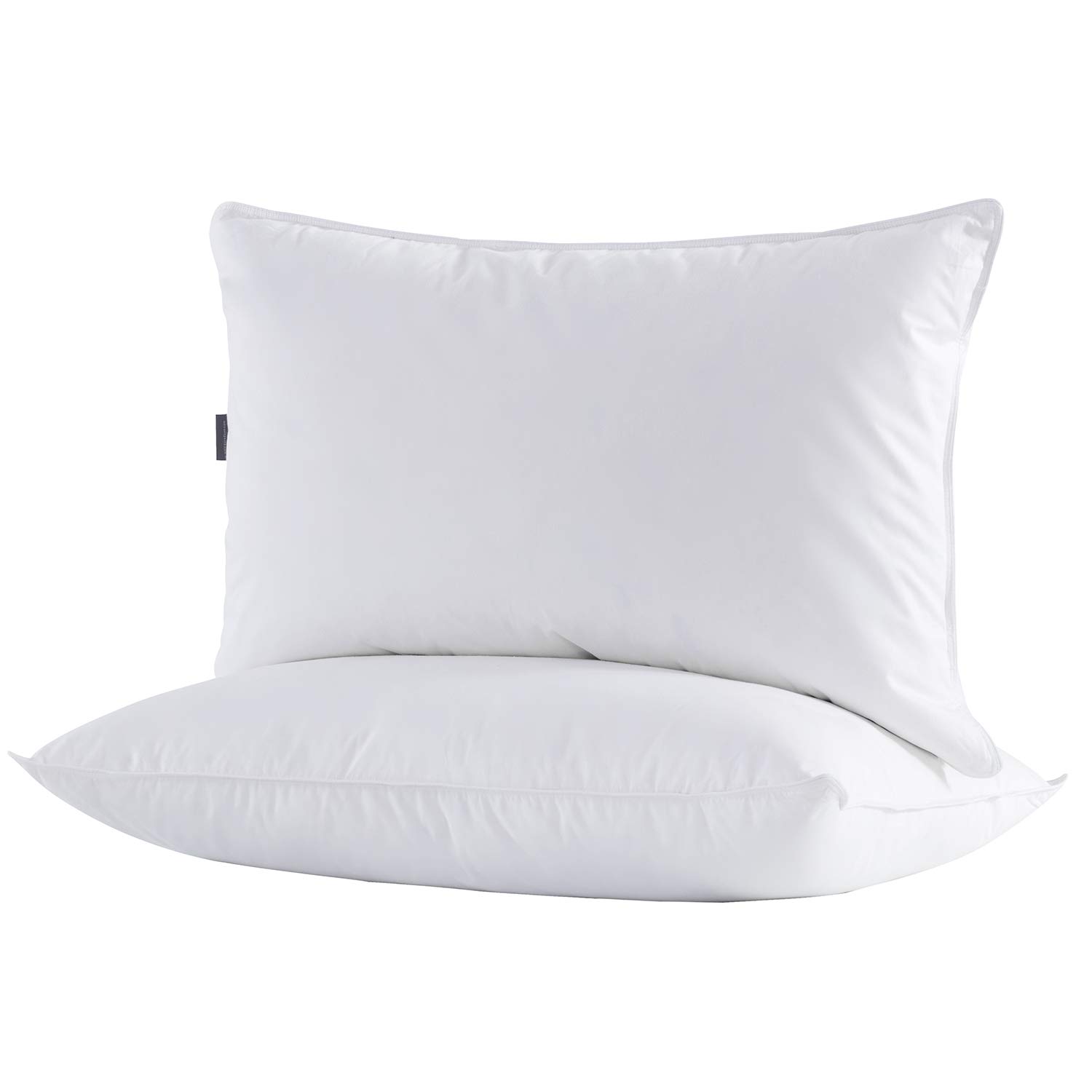 puredown 2 Pack Standard Size 85% White Goose Feather and 15% Down Pillows,100% Anti Dust Cotton Cover, Washable Medium Firmness 48x74cm