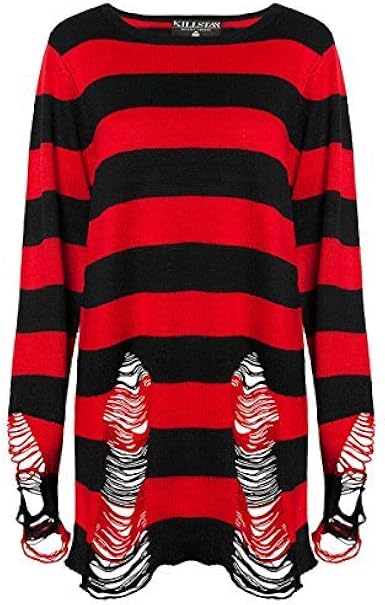 Pull rayé noir et rouge Clearance