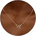 Hothrty Bow Necklace for Woman Preppy Dainty Coquette Choker Pendant Bow Jewelry Trendy Cute Gold Necklace for Woman Aesthetic Gift