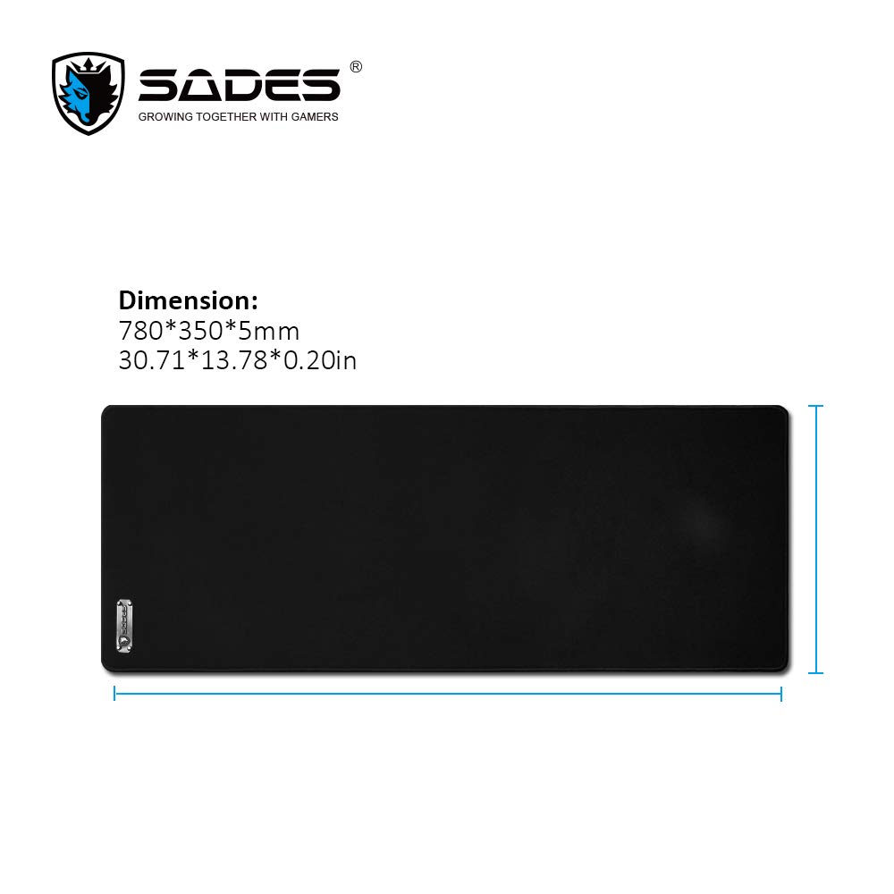 SADES Gaming & Office Desk Pad, 30.71 x 11.81 inches SKADI Large Size Cloth Well-in-Control Gaming Mouse Pad with Anti-Fraying Stitched Frame & Rubber Base, Dual Use Desk Writing Mat at Home