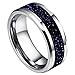 DOUX 8mm Mens White Tungsten Carbide Ring Purple Goldstone Inlay Sparkling Wedding Band High Polished