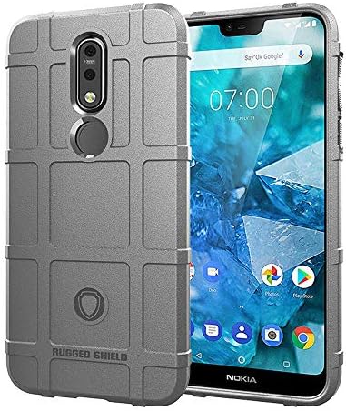Telegaming for Nokia 7.1 Case, Matte Hybrid Rugged Case Shock Absorption Protective Anti Fingerprint Scratch Resistant Rubber TPU Hard Skin Back Cover for Nokia 7.1 2018 Gray