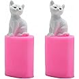 2Pcs Mini Size 3D Kitten Candle Molds, Small Kitty Cat Silicone Chocolate Candy Fondant Mold for Cake Decorating Resin Epoxy Casting Polymer Clay Mould Beeswax Candle Mold