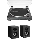 Audio-Technica AT-LP60X Fully Automatic Belt-Drive Stereo Turntable (Black) Bundle with Bluetooth Studio Monitors - Pair (2 Items)