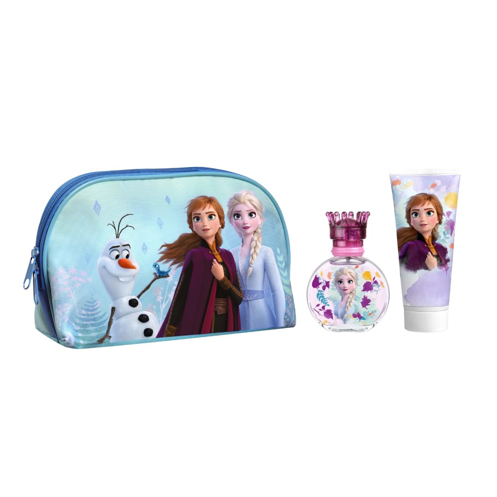 Disney Frozen Kids Perfume Gift Set, Eau De Toilette Spray (50ml), Toiletry Bag & Shower Gel (100ml), Vegan, Natural, Dermatologically Tested & Travel Friendly, Best Gift for Any Occasion & Daily Use