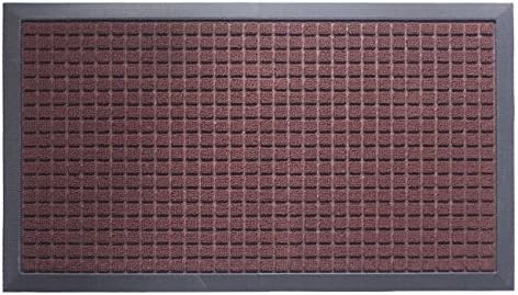 OVERSIZE Doormat Shoe Scraper Easy Clean Soft Texture Raised Squares Design Brown