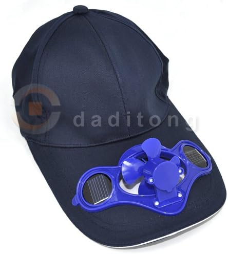 e4worlds Solar Power Hat Cap W/ Mini Cooling Cool Fan for Outdoors golf Baseball Camping Hiking (Solar, Black & blue)