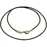 DragonWeave Antique Brass 1.8mm Fine Brown Leather Cord Necklace