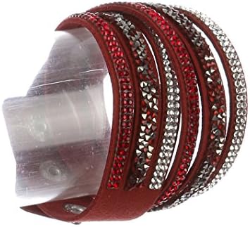 Burgundy faux suede band wraparound multi strand bracelet Fashion Jewelry FancyCharm