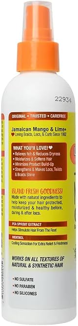 Jamaican Mango & Lime Max Relief No Itch Spray Mentholated 8oz Scalp Hair view 3