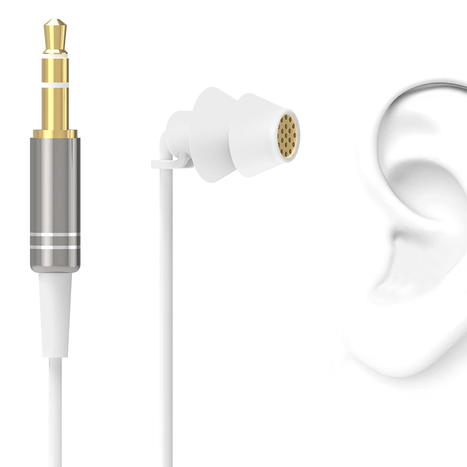 GEEKRIA Sleep Earplugs, 2.9 FT / 90 CM Mono Earbud Single Ear Noise Isolating Earphone, 3.5MM Tangle Free Sleep Headphones for Side Sleepers (Without Mic/White)