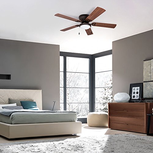 Prominence Home 51429 Benton Hugger/Low Profile Ceiling Fan, 52” Walnut