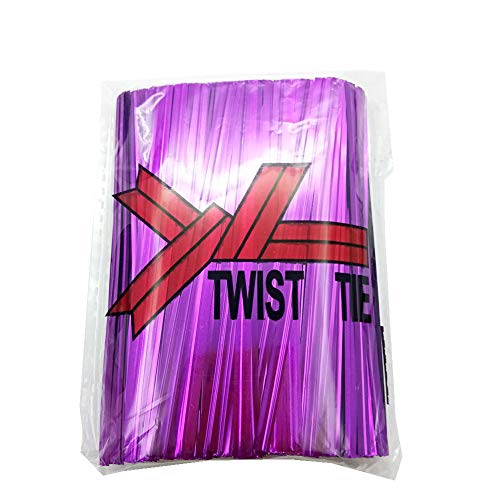 H-Laner 600Pcs 4Inches Metallic Twist Ties – Purple