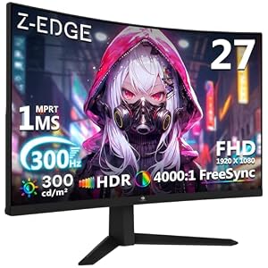 Z Z-Edge(ゼロエッジ) ゲーミングモニター 超高速300Hz 27インチ FHD(1920x1080) 曲率1500R 1ms応答