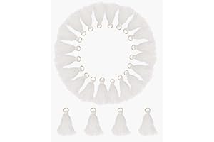 MSCFTFB 100 Pieces Mini Tassels Mala Tassel Kit with Jump Rings for Earring Necklace Jewelry Making Garland Keychain Charms Crafts Decorations (White)