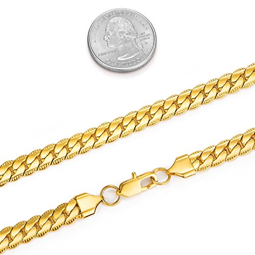 vcmart 18K Gold Plated 6mm Wide Snake Chain Necklace Men Jewelry, 20"