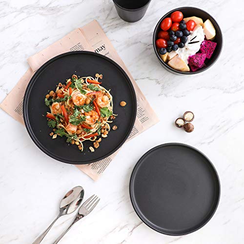 Stone Lain Coupe Dinnerware Set, Service For 8, Black Matte, 32 Piece