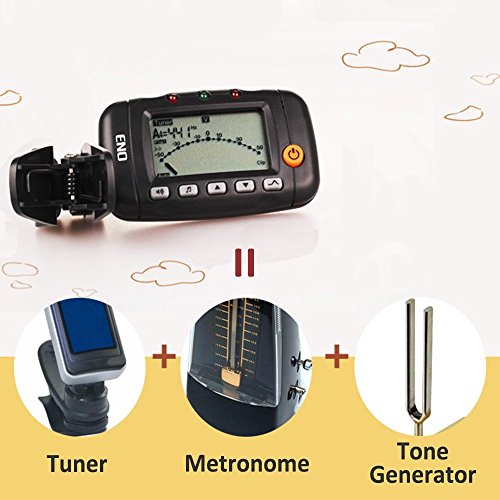 Portable Clip on Violin Tuner and Metronome with Sound, Acoustic Clip on Guitar Tuner 3 in 1, Metronome, Tone Generator for Guitar, Ukulele, Bass, Violin (Black)