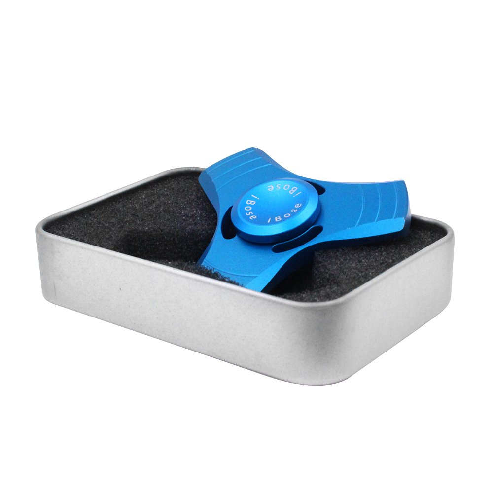 Fidget Spinner Toys With Metal Bearing Anti Anxiety for Adult Children Kids Figit Mini Tri Spinners Helps Focusing Figets Toys EDC Focus Toy Hands Spinner Fidgit Cube Light Pack Set (Metal-Blue)