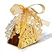 KAZIPA 50PCS Gold Favor Boxes, Butterfly Favor Boxes with Ribbons for Wedding Birthday Party, Gold