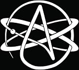 Atheism Atheist Religion Symbol Car Truck Window Bumper Vinyl Graphic Decal Sticker- (6 inch) / (15 cm) Wide GLOSS WHITE Color