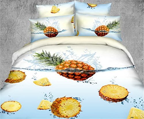 Sandyshow Full Size Flat Sheet bedding Set Pineapple 4piece Sets (Full, Pineapple)
