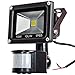 GLW 12V AC or DC LED Motion Sensor Flood Light,10W Mini IP65 Waterproof Outdoor Light,900LM,3000K,Warm White Security Light with PIR,80W Halogen Bulb Equivalent[NO Plug]