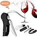Samshow Wine Opener Set -5 in 1 Premium Wine Bottle Opener Kit - Manual Wine Opener Corkscrew Set - with Foil Cutter and Replacement Corkscrew Spiral - Wine Stoppers - Wine Pourer