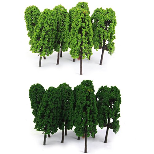 Fityle 40pcs N Scale Model Trees Layout Railroad Train Landscape 7.7-8cm/3-3.15'' - Thumbnail 7