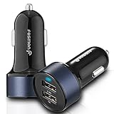 Dual Port USB Car Charger, Fosmon High Speed (2.4A + 1.0A) USB Car Charger for Apple iPhone SE/6S/6 Plus, Galaxy S7/S7 Edge/S6/S5, Note 5, Moto G/X/V, HTC 10/Desire 530/630/8025, LG G5/G4 (Black/Silver)