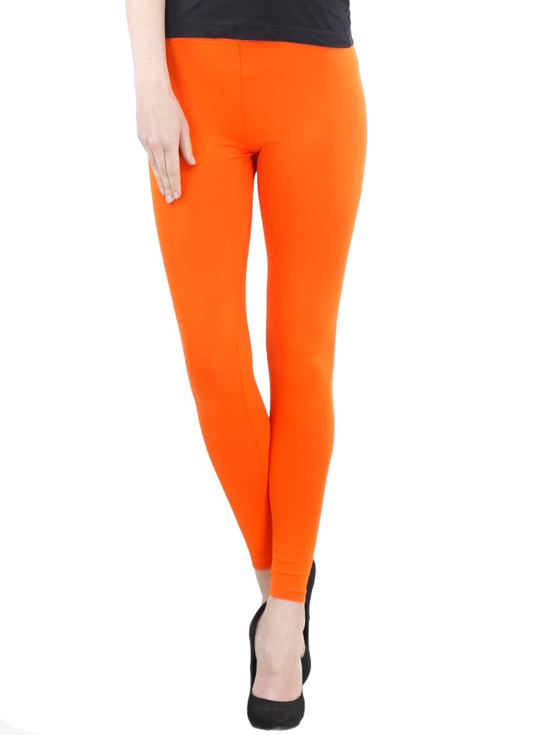 fashglam women premium ankle length leggings - combo - orange,hot pink