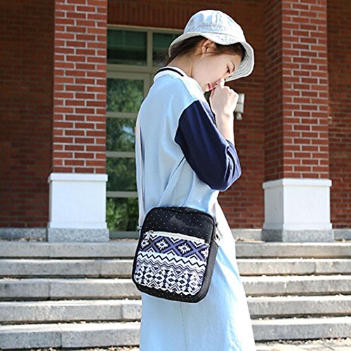 Coohole Girl Canvas Shoulder School Bag Backpack+Crossbody Tote Bag+Clutch Purse (Black)