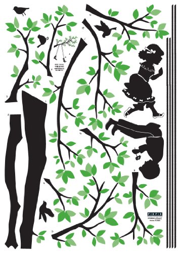 Nursery Easy Apply Wall Sticker Decorations - Kids on Tree Swings