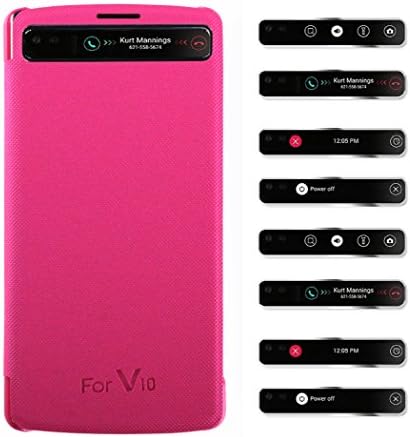 [Quick Window View] Smart View Protective Flip Cover Case Smart Sleep Wake Protection Rigid Shell Case for LG V10 (Pink)