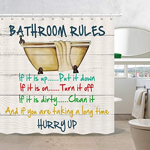 Motivational Inspirational Funny Quotes Bathroom Rule Shower Curtains