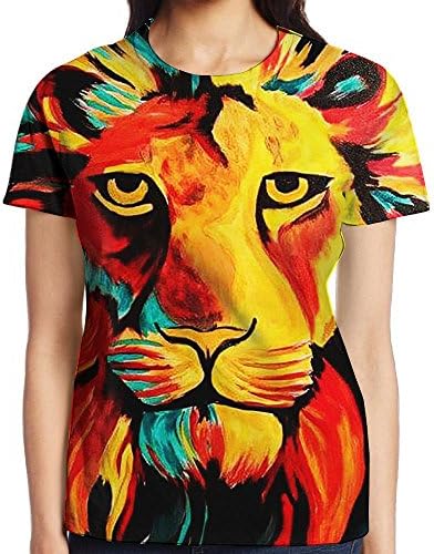 Women's Lion Art T Shirt Awesome 3D Graffiti Graphic Tee Cool Short Sleeve Tee Size:Small\r\nÂ