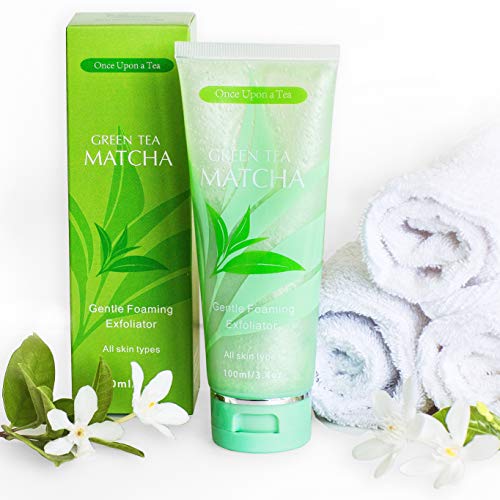 Green Tea Matcha Gentle Foaming Exfoliator, Best Exfoliating Face Wash For Men & Women, Deep Cleansing & Reduces Clogged Pores, Anti-Aging Facial Skin Care Cleanser, Microdermabrasion Effect
