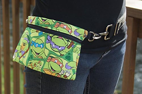 TMNT Fanny Pack Teenage Mutant Ninja Turtle Adventure waist black canvas green cotton epi-pen phone purse hip bag