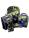Lego Batman 6 piece Backpack and Lunch Box School Set (Black/Grey, One Size)