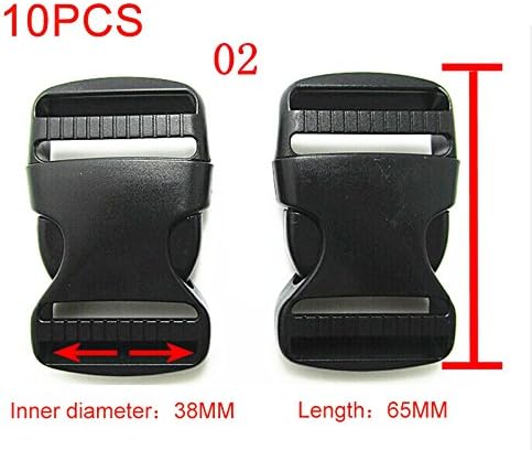 MILE 10 Pcs of Flat 38mm(1.5 Inch) Plastic Black Color Flat Side Release Buckles-2#