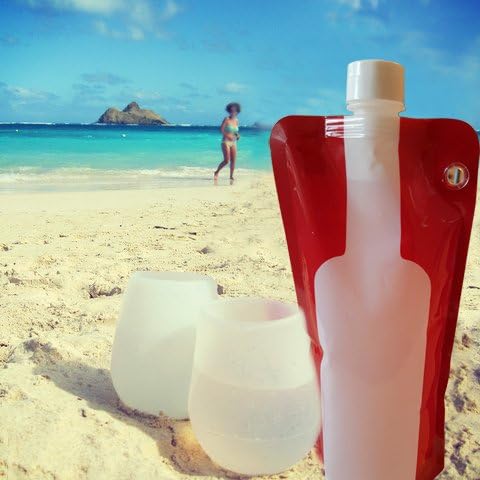ByeByeVino Unbreakable Stemless Silicone Wine Glass with 750ml Foldable Wine Bottle (2 Glasses)