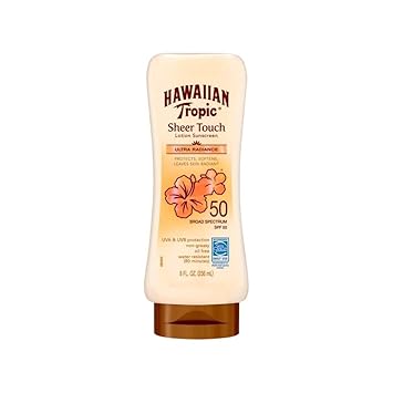 Hawaiian Tropic Lotion Sunscreen, Sheer Touch, 50 Uvb/Spf With Uva, 8 Oz.